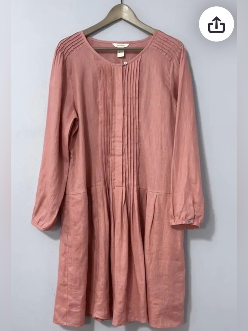 Sundance Catalog Pleated Pin-tuck Button-Front Dress 100% Linen Sz XS